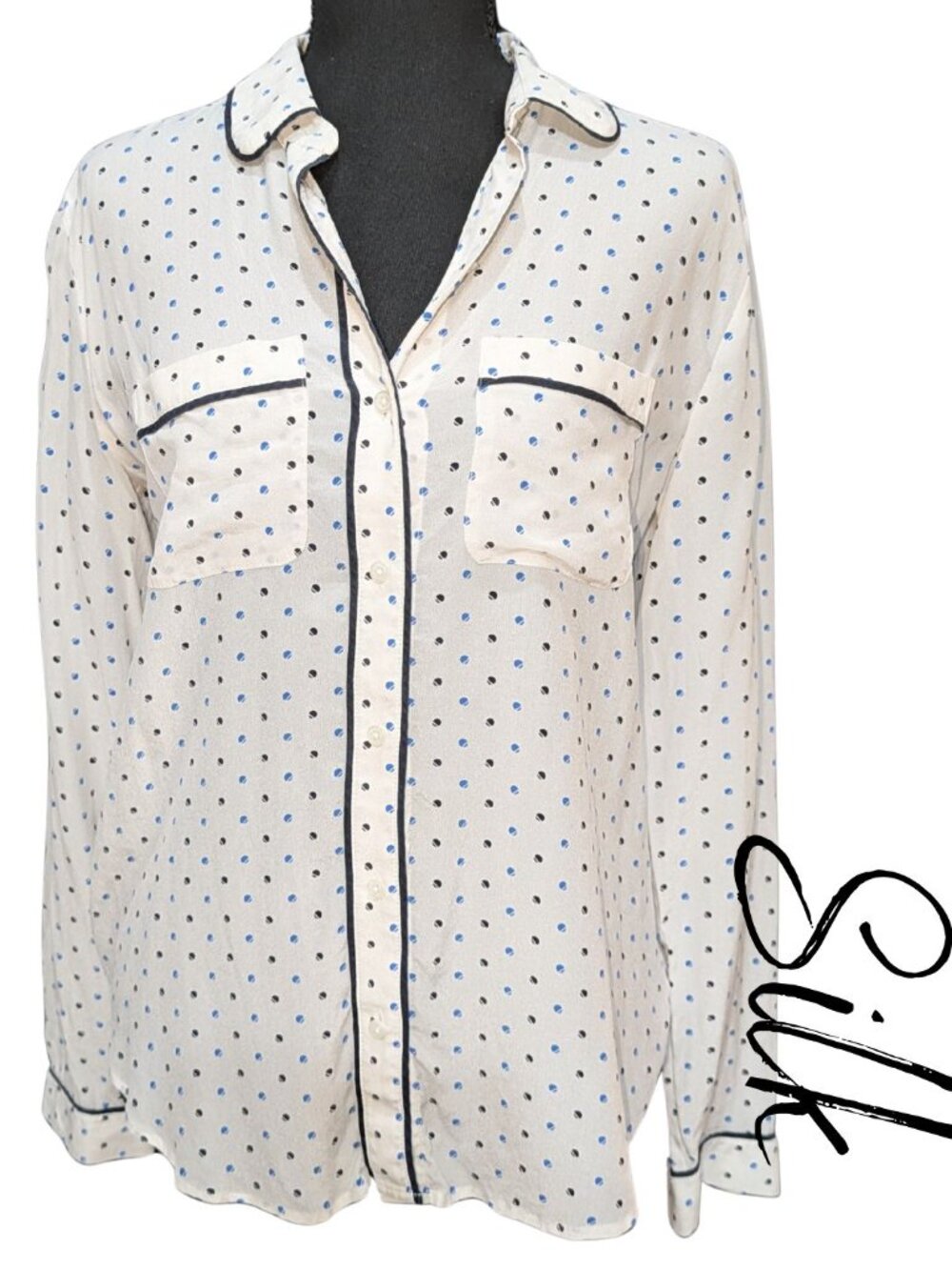 Ann Taylor Silk Polka Dot Shirt